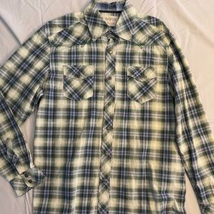 Men’s Plaid Snap Button Down Shirt
